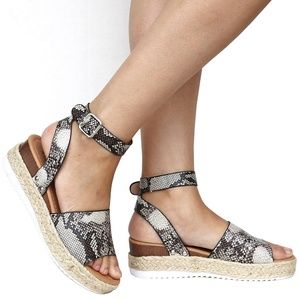 New Snake Espadrille Platform Wedge Sandals